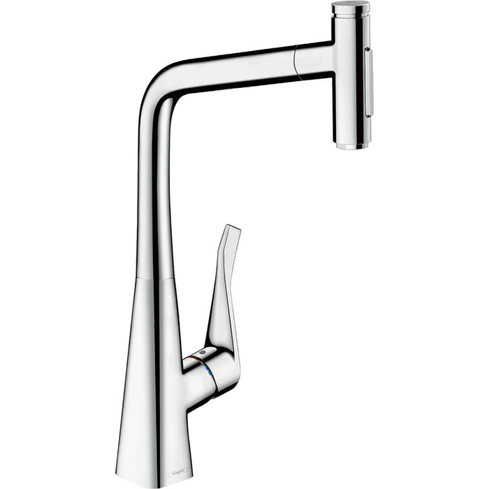 Hansgrohe Metris Select M71 Single Lever Kitchen Mixer with Pull-Out Spray - 73820000 - Unbeatable Bathrooms