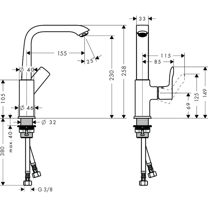 Hansgrohe Metris Single Lever Basin Mixer 230 with Push-Waste - Chrome - Unbeatable Bathrooms