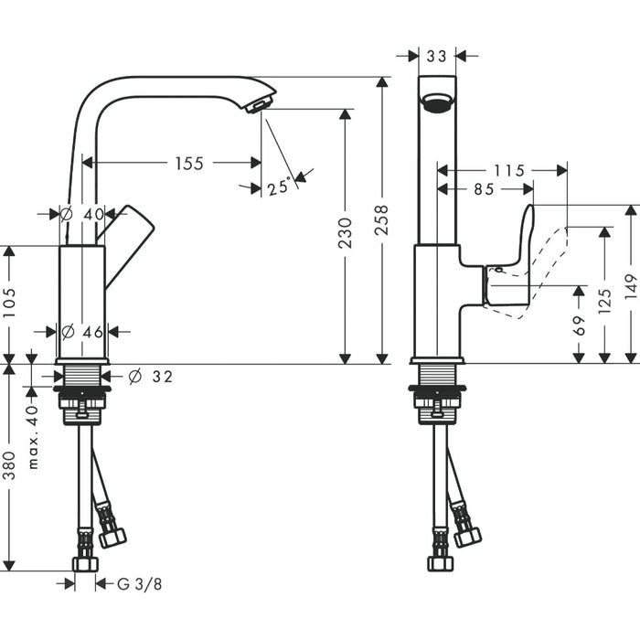 Hansgrohe Metris Single Lever Basin Mixer 230 Without Waste - Chrome - Unbeatable Bathrooms
