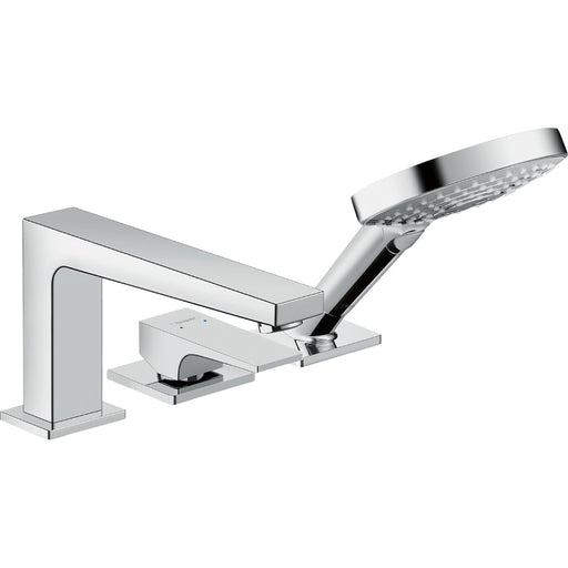 Hansgrohe Metropol 3-Hole Rim-Mounted Single Lever Bath Mixer with Lever Handle For Secuflex - Chrome - Unbeatable Bathrooms