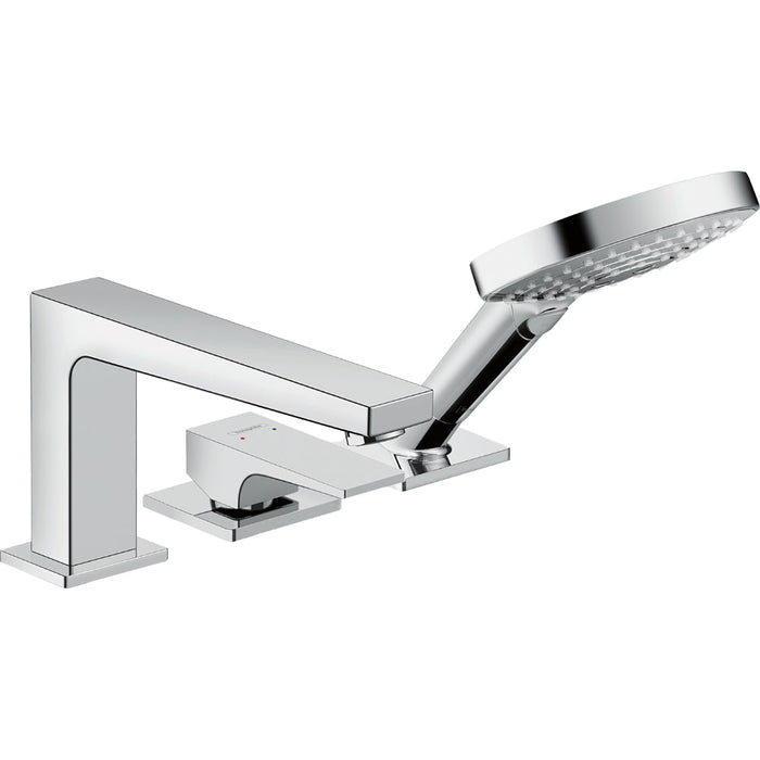 Hansgrohe Metropol 3-Hole Rim-Mounted Single Lever Bath Mixer with Lever Handle For Secuflex - Chrome - Unbeatable Bathrooms