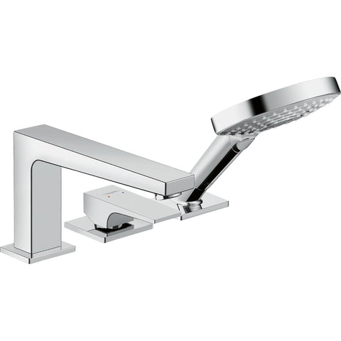 Hansgrohe Metropol 3-Hole Rim-Mounted Single Lever Bath Mixer with Lever Handle For Secuflex - Chrome - Unbeatable Bathrooms