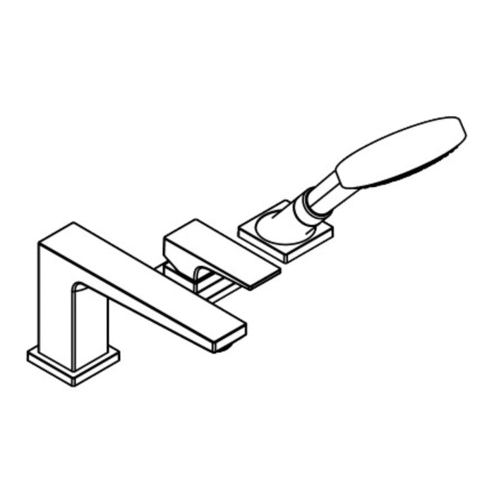 Hansgrohe Metropol 3-Hole Rim-Mounted Single Lever Bath Mixer with Lever Handle For Secuflex - Chrome - Unbeatable Bathrooms