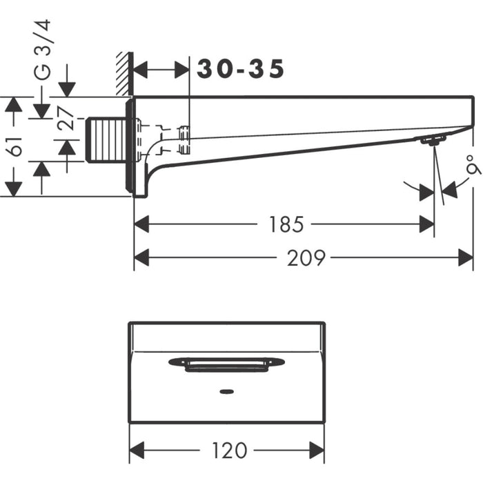 Hansgrohe Metropol Bath Spout 185 mm - Unbeatable Bathrooms