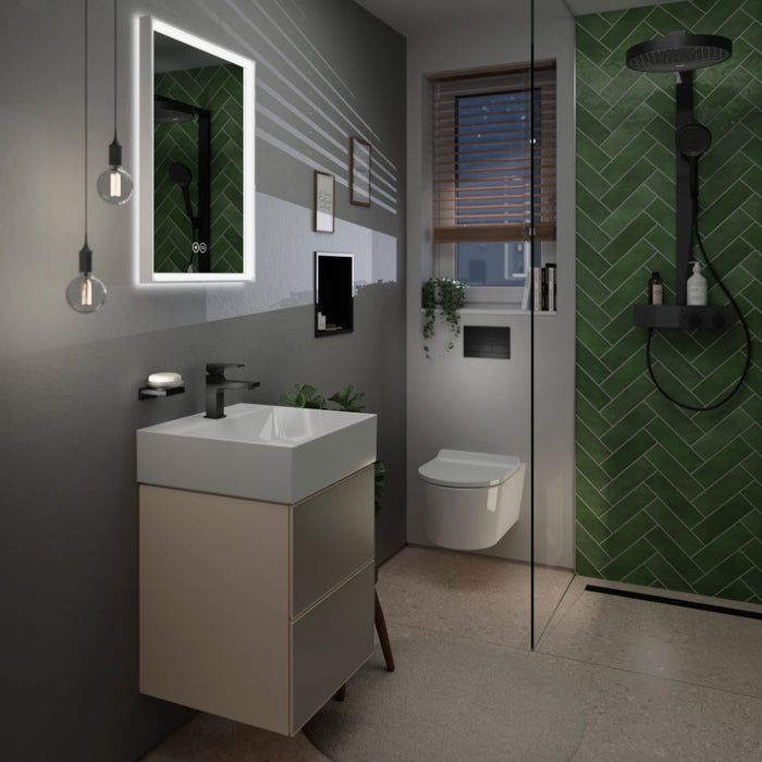 Hansgrohe Xarita E Mirror with Led Lights 500/50 Capacitive Touch Sensor - Matt White - Unbeatable Bathrooms