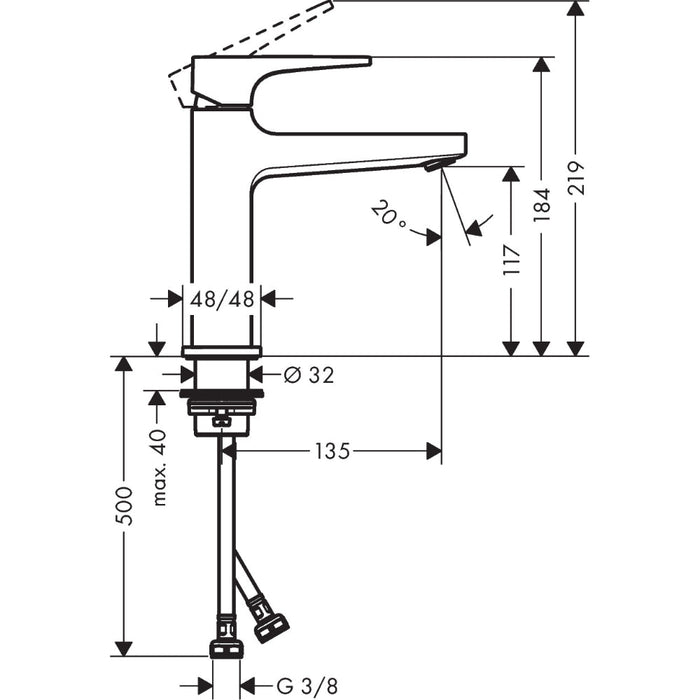 Hansgrohe Metropol Single Lever Basin Mixer 110 Coolstart with Lever Handle and Push-Open Waste - Chrome - Unbeatable Bathrooms
