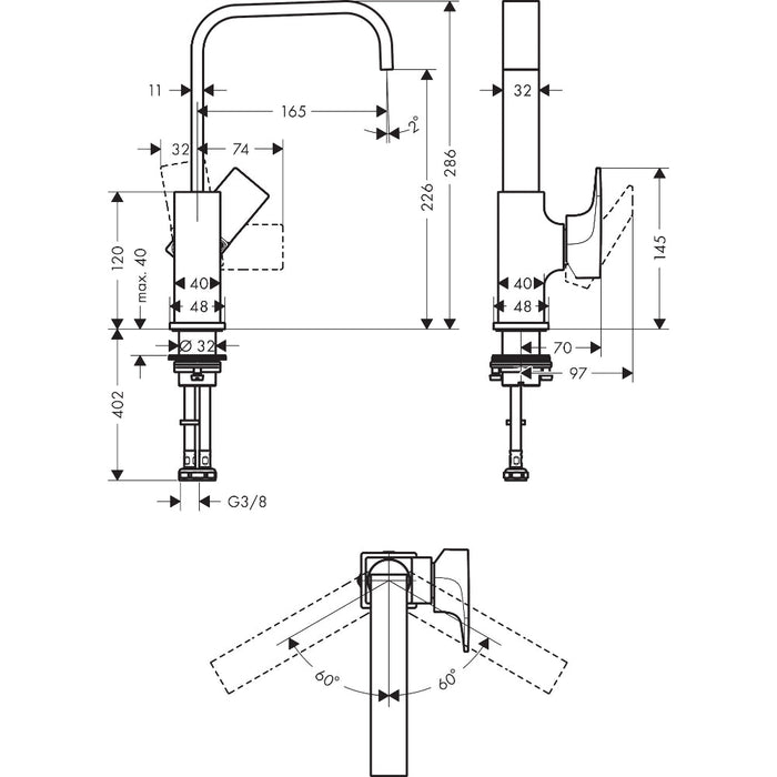 Hansgrohe Metropol Single Lever Basin Mixer 230 with Lever Handle and Push-Open Waste - Unbeatable Bathrooms