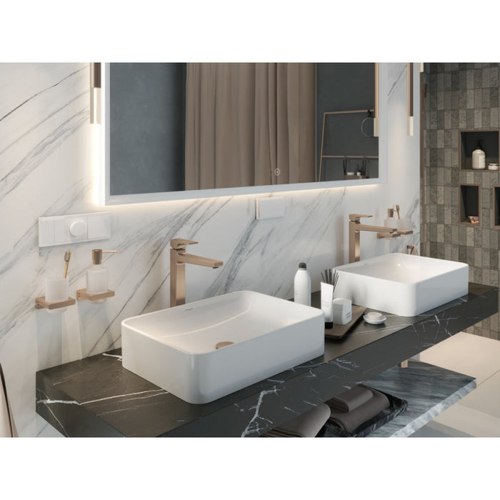 Hansgrohe Xarita E Mirror with Led Lights 1600/50 Capacitive Touch Sensor - Matt White - Unbeatable Bathrooms