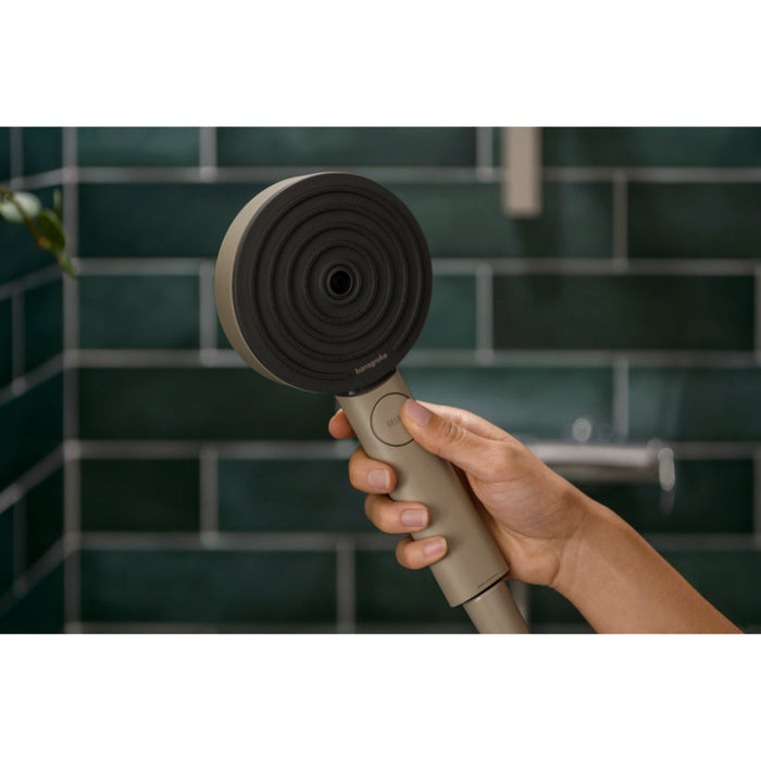 Hansgrohe Pulsify Planet Edition Hand Shower 105 3Jet Relaxation Ecosmart+ Select - Sand (Recycled) - Unbeatable Bathrooms