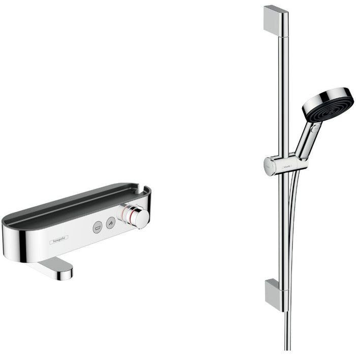 Hansgrohe Pulsify Select S Shower System 105 3Jet Relaxation with Bath Thermostat, Shower Bar 65 cm, Slider and Shower Hose - Unbeatable Bathrooms