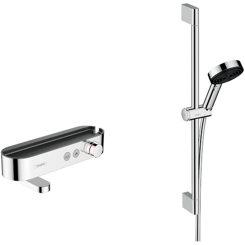 Hansgrohe Pulsify Select S Shower System 105 3Jet Relaxation with Bath Thermostat, Shower Bar 65 cm, Slider and Shower Hose - Unbeatable Bathrooms
