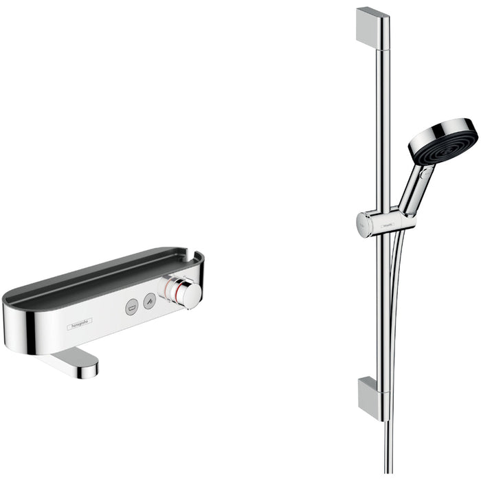 Hansgrohe Pulsify Select S Shower System 105 3Jet Relaxation with Bath Thermostat, Shower Bar 65 cm, Slider and Shower Hose - Unbeatable Bathrooms