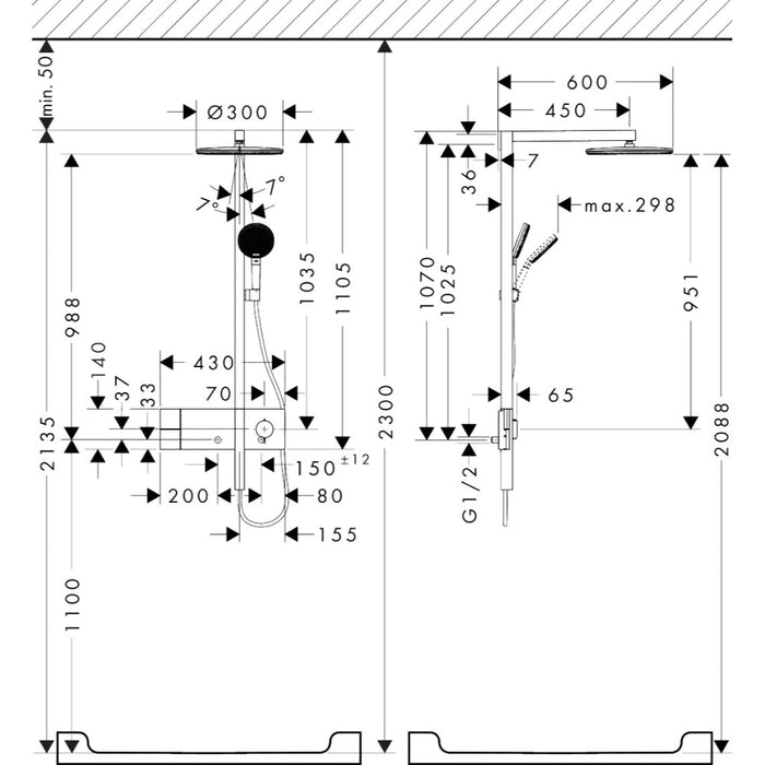 Hansgrohe Raindance Alive S Showerpipe 300 1Jet with Showerselect Comfort - Unbeatable Bathrooms