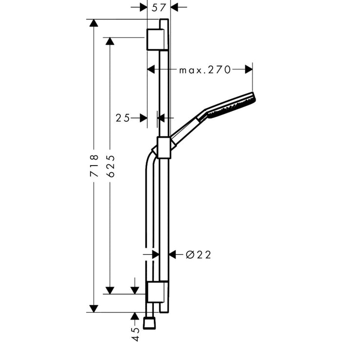 Hansgrohe Raindance Alive Select S Shower Set 125 3Jet Ecosmart with Shower Bar Unica S Puro 65 cm - Unbeatable Bathrooms