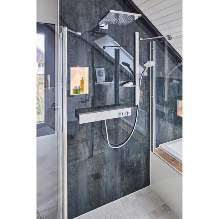 Hansgrohe Raindance Select S Shower Set 120 3Jet with Unica'E Shower Rail 90 cm and Shelf - Unbeatable Bathrooms