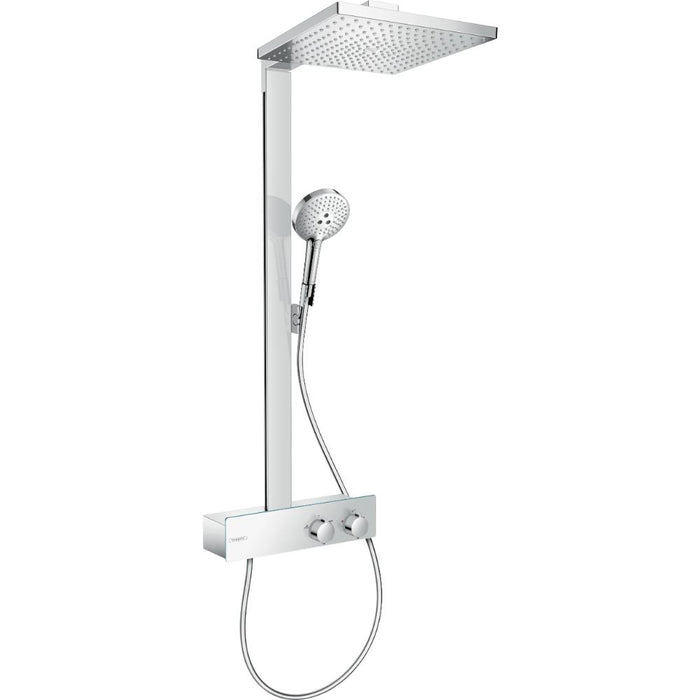 Hansgrohe Raindance E Showerpipe 300 1Jet Ecosmart with Showertablet 350 - Unbeatable Bathrooms
