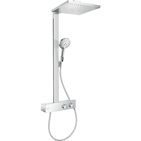 Hansgrohe Raindance E Showerpipe 300 1Jet Ecosmart with Showertablet 350 - Unbeatable Bathrooms