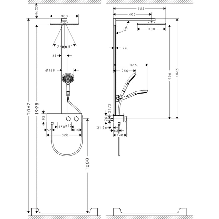 Hansgrohe Raindance E Showerpipe 300 1Jet with Showertablet 350 - Unbeatable Bathrooms