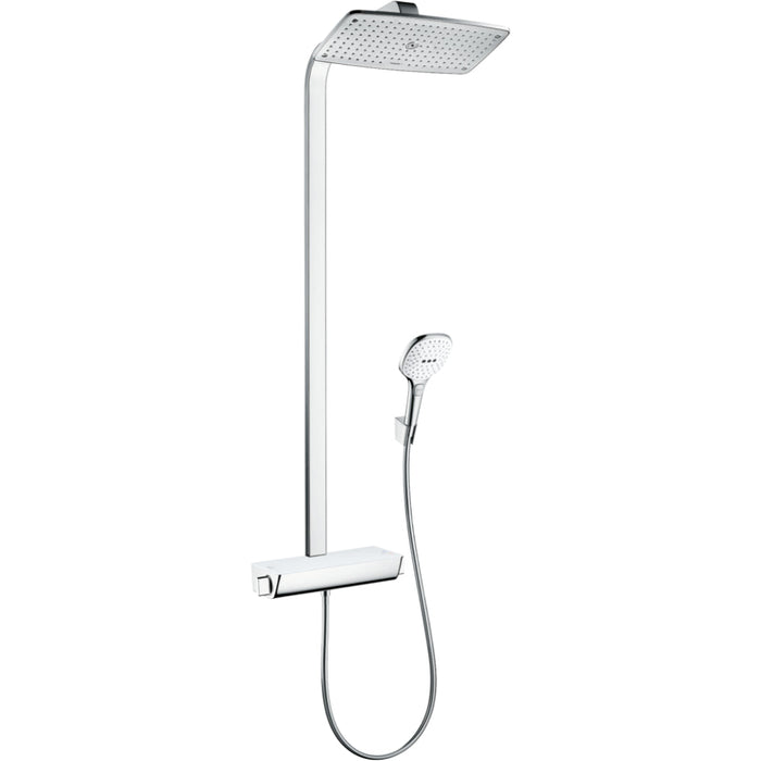 Hansgrohe Raindance E Showerpipe 360 1Jet Ecosmart with Thermostatic Shower Mixer - Unbeatable Bathrooms