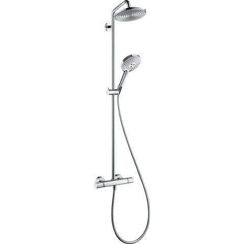 Hansgrohe Raindance S Showerpipe 240 1Jet Ecosmart with Thermostatic Shower Mixer - Chrome - Unbeatable Bathrooms