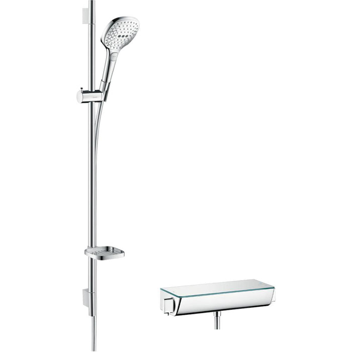 Hansgrohe Raindance Select E Shower System 120 3Jet with Ecostat Select Thermostatic Mixer and Shower Rail 90 cm - Unbeatable Bathrooms