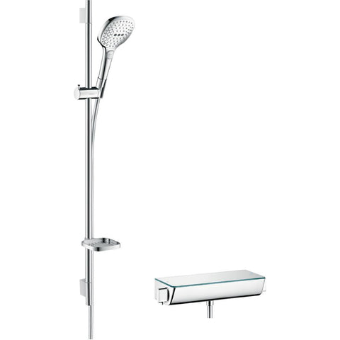 Hansgrohe Raindance Select E Shower System 120 3Jet with Ecostat Select Thermostatic Mixer and Shower Rail 90 cm - Unbeatable Bathrooms