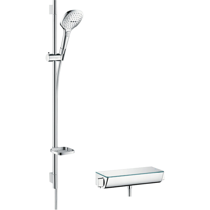 Hansgrohe Raindance Select E Shower System 120 3Jet with Ecostat Select Thermostatic Mixer and Shower Rail 90 cm - Unbeatable Bathrooms