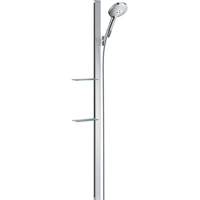 Hansgrohe Raindance Select S Shower Set 120 3Jet with Shower Bar 150 cm and Shelves - Chrome - Unbeatable Bathrooms