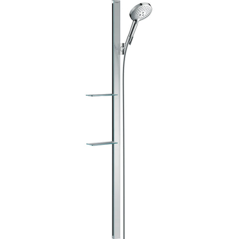 Hansgrohe Raindance Select S Shower Set 120 3Jet with Shower Bar 150 cm and Shelves - Chrome - Unbeatable Bathrooms