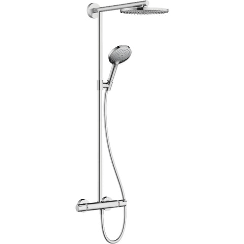 Hansgrohe Raindance Showerpipe 240 1Jet Ecosmart with Thermostatic Shower Mixer - Chrome - Unbeatable Bathrooms