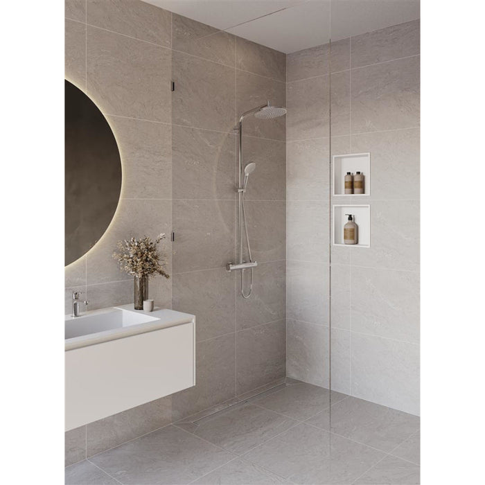 Hansgrohe Raindrain Allround Complete Set 1200 Shower Drain and Installation Set For Standard/Flat Installation - Brushed Stainless Steel - Unbeatable Bathrooms