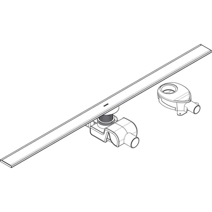 Hansgrohe Raindrain Allround Complete Set 1200 Shower Drain and Installation Set For Standard/Flat Installation - Brushed Stainless Steel - Unbeatable Bathrooms