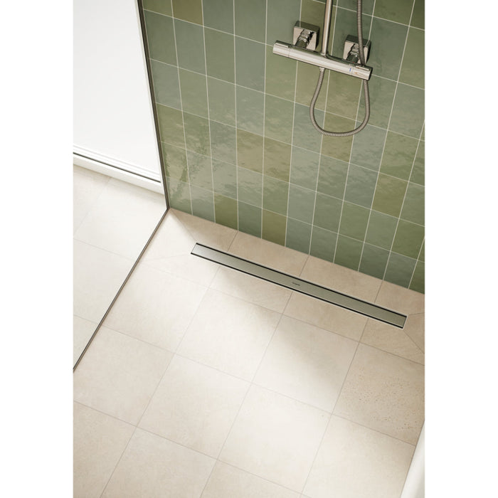 Hansgrohe Raindrain Compact Complete Set Shower Drain 1200 For Standard Installation - Brushed Stainless Steel - Unbeatable Bathrooms