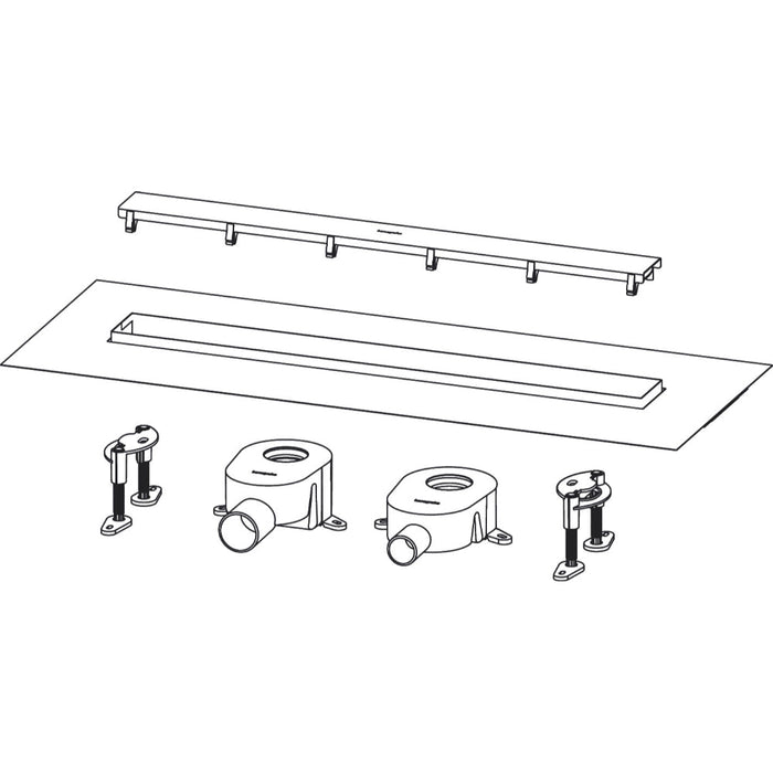 Hansgrohe Raindrain Go Complete Set Shower Drain 1000 Tileable Rear Cover Standard/Flat Installation - Unbeatable Bathrooms