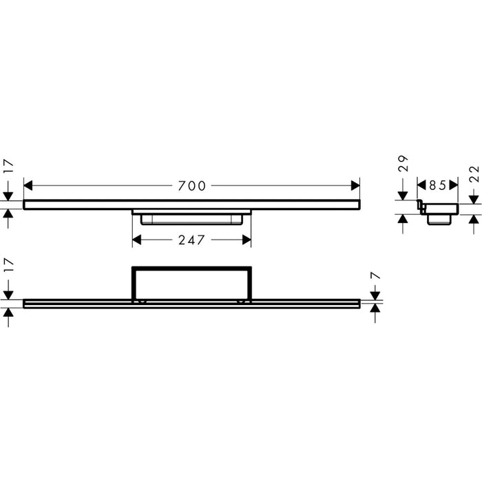 Hansgrohe Raindrain Minimalistic Finish Set Shower Drain 700 - Unbeatable Bathrooms