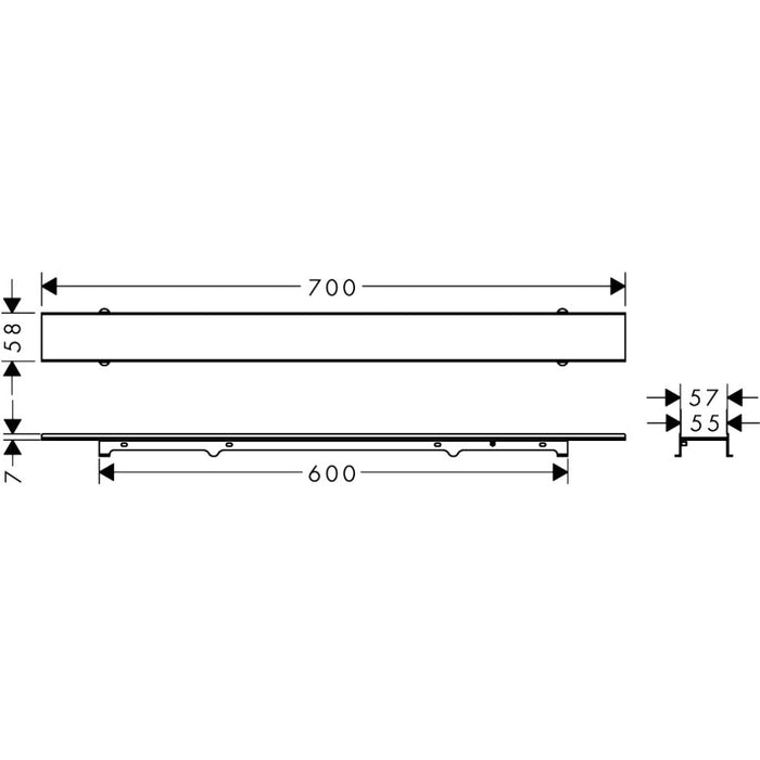 Hansgrohe Raindrain Rock Finish Set Shower Drain 700 Cut On Size and Tileable - Unbeatable Bathrooms