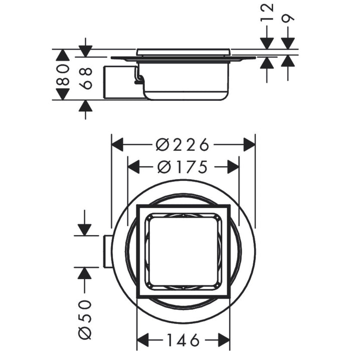 Hansgrohe Raindrain Spot Complete Set Point Drain 150/150 - Brushed Stainless Steel - Unbeatable Bathrooms