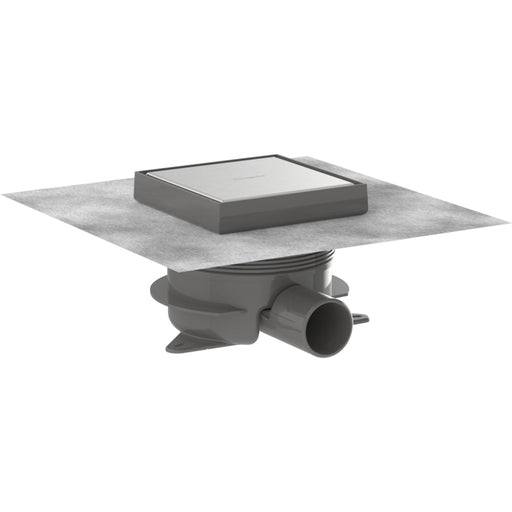 Hansgrohe Raindrain Spot Plus Complete Set Point Drain 150/150 with Height Adjustable Frame and Tileable Rear Cover - Brushed Stainless Steel - Unbeatable Bathrooms