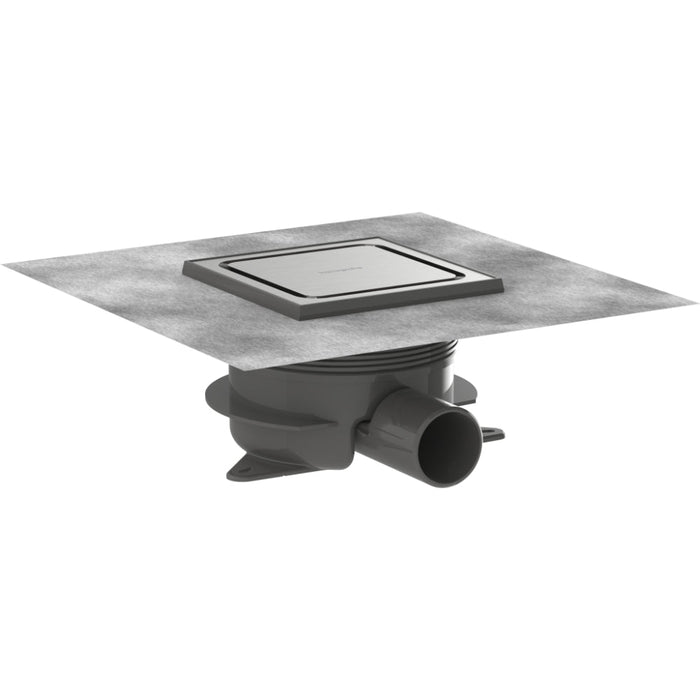 Hansgrohe Raindrain Spot Plus Complete Set Point Drain 150/150 with Height Adjustable Frame - Brushed Stainless Steel - Unbeatable Bathrooms