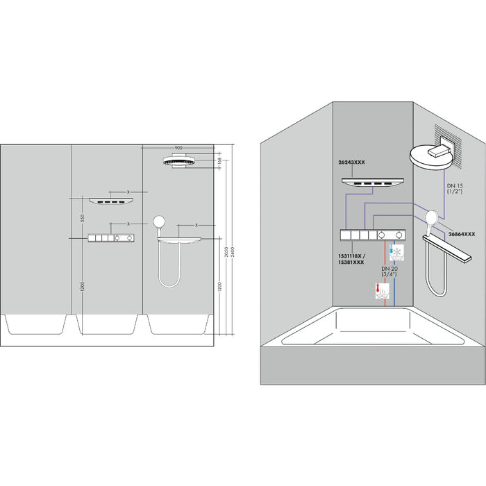 Hansgrohe Rainfinity Overhead Shower 360 1Jet with Wall Connector - Unbeatable Bathrooms