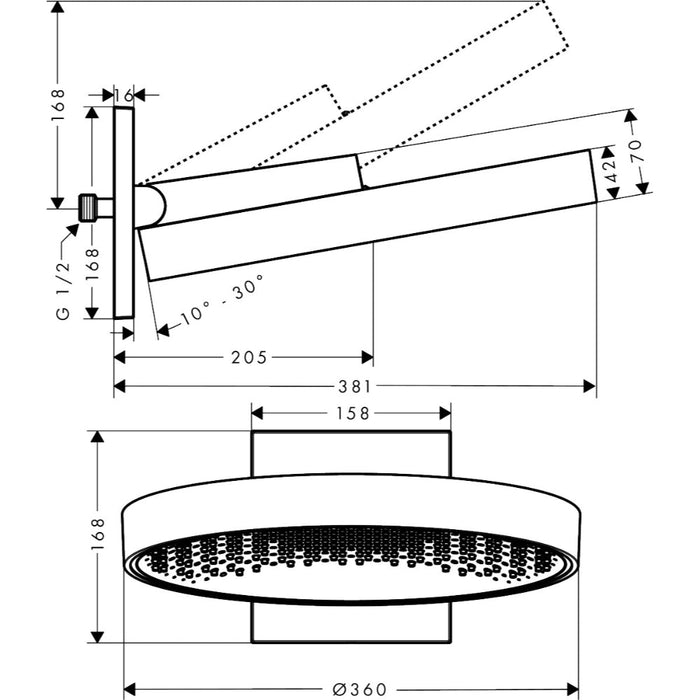 Hansgrohe Rainfinity Overhead Shower 360 1Jet with Wall Connector - Unbeatable Bathrooms