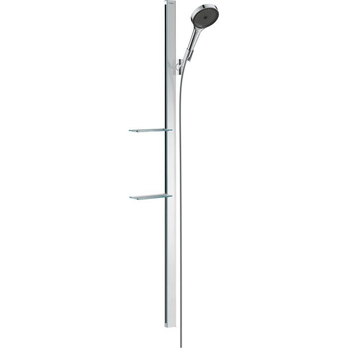 Hansgrohe Rainfinity Shower Set 130 3Jet Ecosmart with Shower Bar 150 cm and Shelves - Chrome - Unbeatable Bathrooms