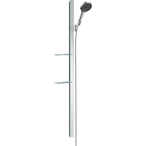 Hansgrohe Rainfinity Shower Set 130 3Jet Ecosmart with Shower Bar 150 cm and Shelves - Chrome - Unbeatable Bathrooms