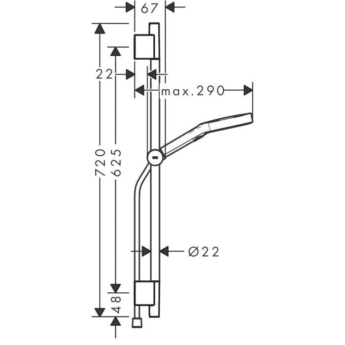 Hansgrohe Rainfinity Shower Set 130 3Jet Ecosmart with Shower Bar S Puro 65 cm, Push Slider and Designflex Textile Shower Hose 160 cm - Unbeatable Bathrooms