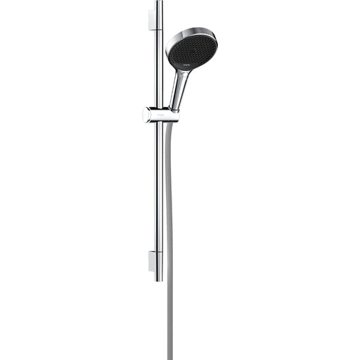 Hansgrohe Rainfinity Shower Set 130 3Jet with Shower Bar S Puro 65 cm, Push Slider and Designflex Textile Shower Hose 160 cm - Unbeatable Bathrooms