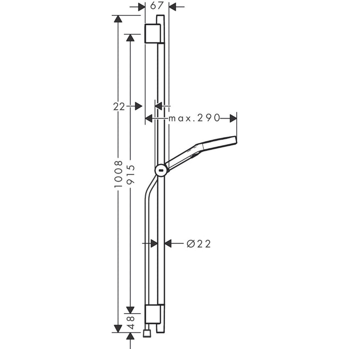 Hansgrohe Rainfinity Shower Set 130 3Jet with Shower Bar S Puro 90 cm, Push Slider and Designflex Textile Shower Hose 160 cm - Unbeatable Bathrooms