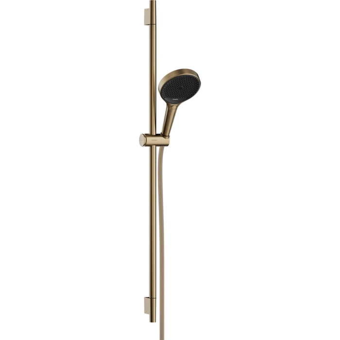 Hansgrohe Rainfinity Shower Set 130 3Jet with Shower Bar S Puro 90 cm, Push Slider and Designflex Textile Shower Hose 160 cm - Unbeatable Bathrooms