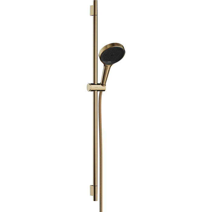Hansgrohe Rainfinity Shower Set 130 3Jet Ecosmart with Shower Bar S Puro 90 cm, Push Slider and Designflex Textile Shower Hose 160 cm - Unbeatable Bathrooms