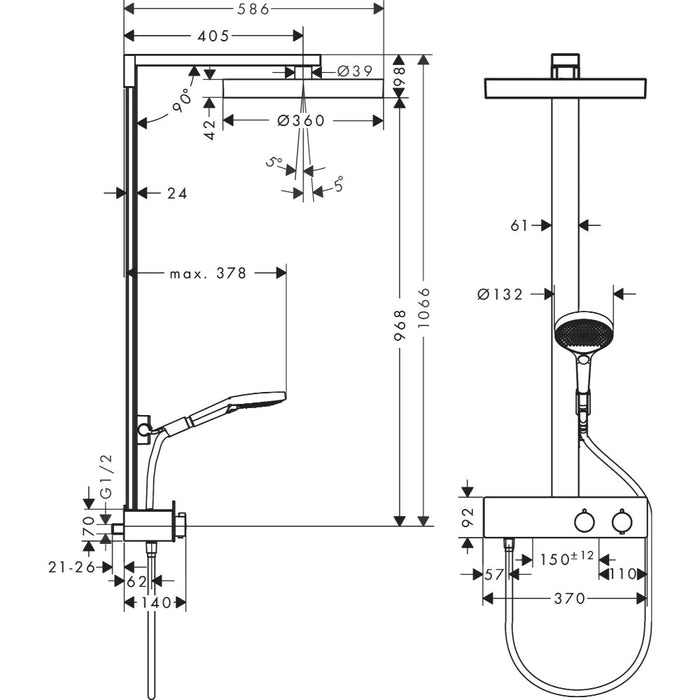 Hansgrohe Rainfinity Showerpipe 360 1Jet with Showertablet 350 - Unbeatable Bathrooms