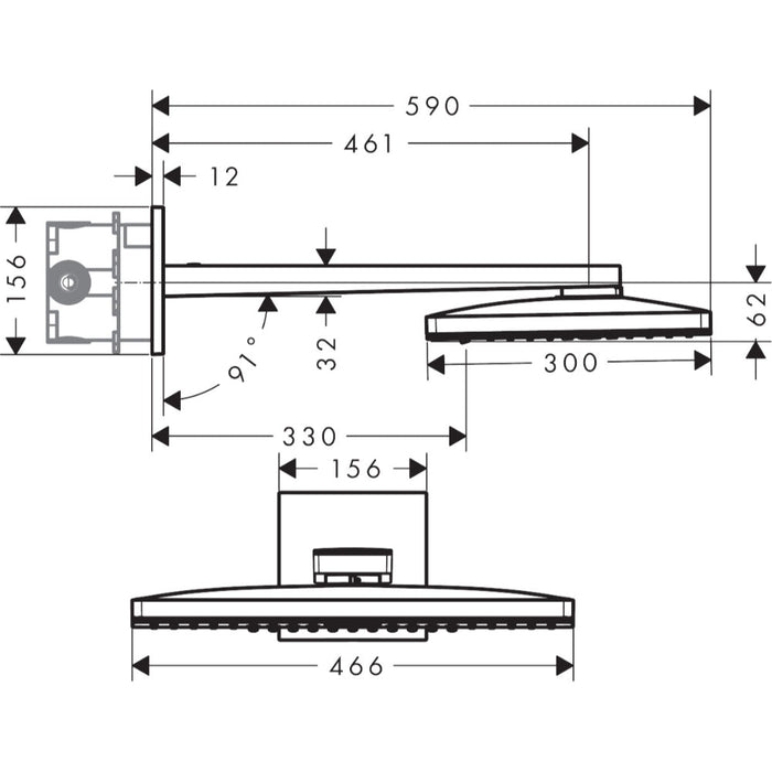 Hansgrohe Rainmaker Select Overhead Shower 460 2Jet with Shower Arm - White/Chrome - Unbeatable Bathrooms